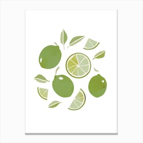 Lime Fruit Colourful Food Kitchen Green Art Nursery Wall Canvas Print