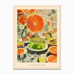 Green Fruity Jelly Retro Collage 2 Poster Canvas Print