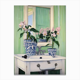 Bathroom Vanity Painting With A Hellebore Bouquet 4 Canvas Print