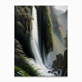 Bridal Veil Falls, New Zealand Peaceful Oil Art  Canvas Print