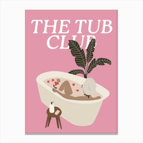 The Tub Club | Boho Cute Bathroom Plant Woman Portrait Canvas Print