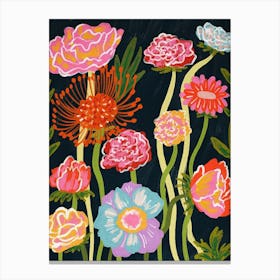 Flowers On Black Canvas Print