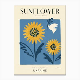 Vintage Blue And Yellow Sunflower Of Ukraine Canvas Print