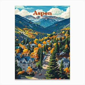 Aspen Colorado Autumn Travel Art Canvas Print