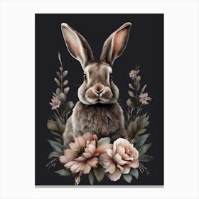 Rabbit With Flowers Canvas Print