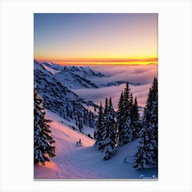 Zermatt, Switzerland Sunrise Skiing Poster Canvas Print