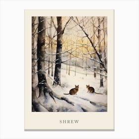 Winter Watercolour Shrew Poster Canvas Print