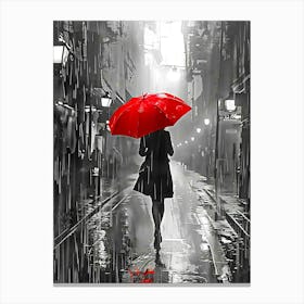 Woman in the rain Canvas Print