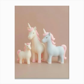 Toy Unicorn Family Pastel 1 Canvas Print