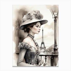 Victorian Lady In Paris art print Canvas Print