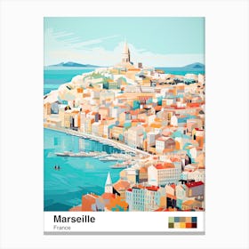 Marseille, France, Geometric Illustration 6 Poster Canvas Print