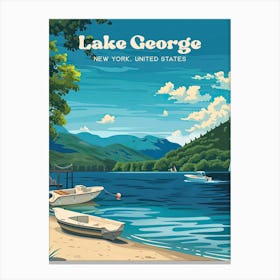 Lake George New York Art Illustration Canvas Print