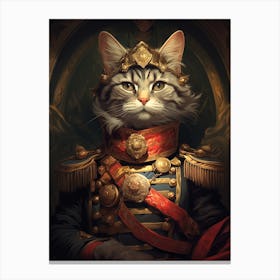 Cat In Military Uniform Canvas Print