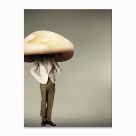 Surreal Mushroom Man Thinking Strange Weird Fungi Abstract Canvas Print