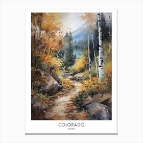 Aspen Colorado 3 Watercolor Travel Poster Canvas Print