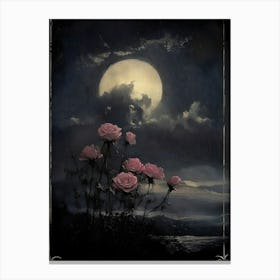 Roses In The Moonlight 1 Canvas Print