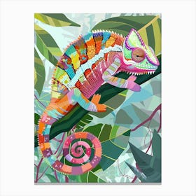 Green Jackson S Chameleon Abstract Modern Illustration 1 Canvas Print