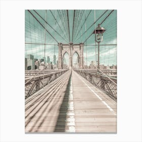 Brooklyn Bridge NYC Urban Vintage Style Canvas Print