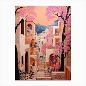 Byblos Lebanon 3 Vintage Pink Travel Illustration Canvas Print