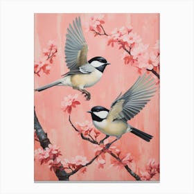 Vintage Japanese Inspired Bird Print Carolina Chickadee 1 Canvas Print