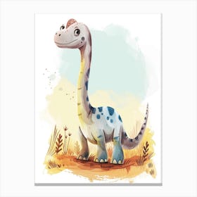 Cute  Allosaurus Dinosaur Watercolour  1 Canvas Print