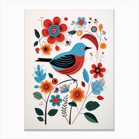 Scandinavian Bird Illustration Robin 2 Canvas Print