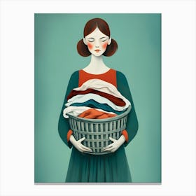 Woman with Laundry Basket Canvas Print
