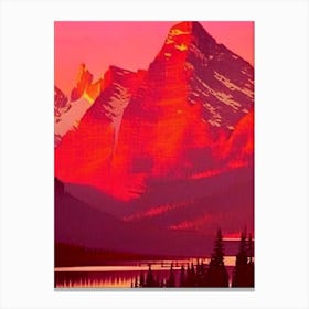 The Canadian Rockies Retro Sunset Canvas Print