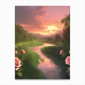 Roses By The River Canvas Print