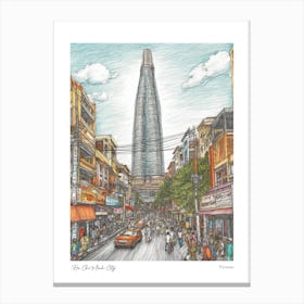 Ho Chi Minh City Vietnam Drawing Pencil Style 3 Travel Poster Canvas Print