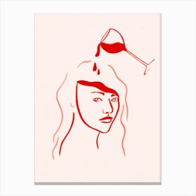 Wine Girl Red Canvas Print