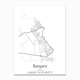 Bargara,Australia Minimalist Map Canvas Print