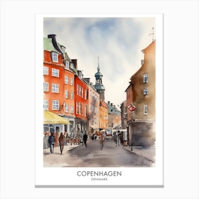 Copenhagen 1 Watercolour Travel Poster Canvas Print