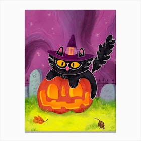 Magic Hour Black Cat Halloween Canvas Print