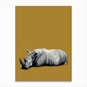 The Rhino On Burnt Gold Canvas Print