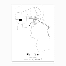 Blenheim,New Zealand Minimalist Map Canvas Print