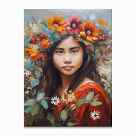 Girl With Flowers 5 Canvas Print