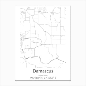 Damascus,United States Minimalist Map Canvas Print