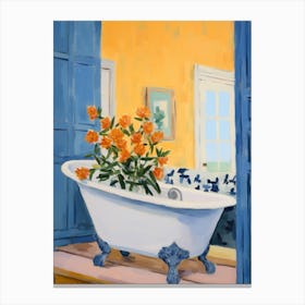A Bathtube Full Marigold In A Bathroom 4 Canvas Print
