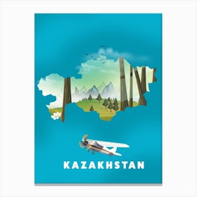 Kazakhstan Travel map Canvas Print