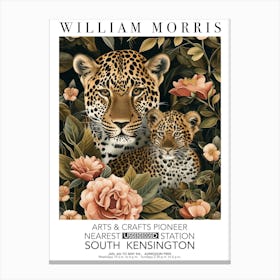 William Morris Print Mamma Leopard And Cub Portrait Valentines Mothers Day Gift Canvas Print