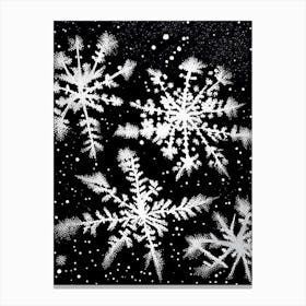 Stellar Dendrites, Snowflakes, Black & White 4 Canvas Print