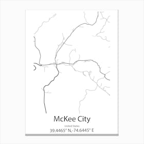 Mckee City,United States Minimalist Map Stampe su tela