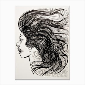 Hair In The Wind Face Portrait 2 Canvas Print