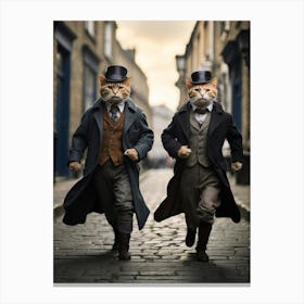 Two Cats In Hats Canvas Print