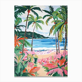 El Yunque Beach, Puerto Rico, Matisse And Rousseau Style 3 Canvas Print