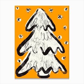 Christmas Tree And Snow (Yellow) Canvas Print