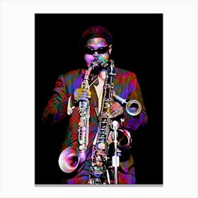 Rahsaan Roland Kirk American Jazz multi-instrumentalist in my Colorful Illustration Canvas Print