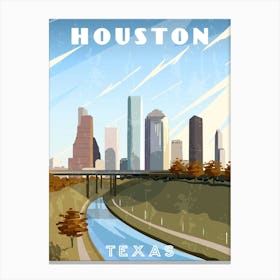 Houston, Texas, USA — Retro travel minimalist poster Canvas Print
