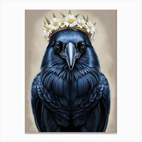 Crow with the flowers on the head 1 Canvas Print